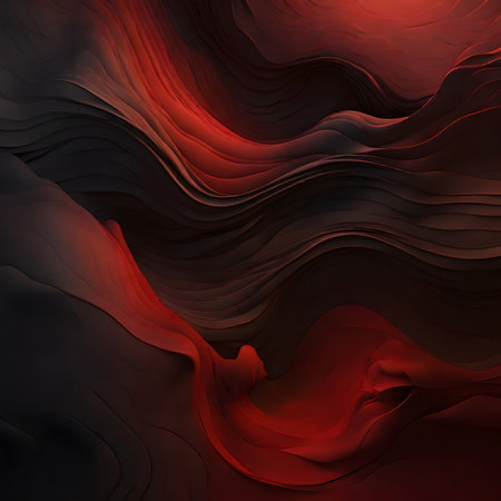 Abstract red and black background with wavy lines. 3d renderingの素材