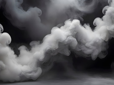 White cloud of smoke on a black background. 3d rendering, 3d illustration.の素材