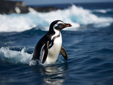Gentoo penguin (Pygoscelis papua) in the oceanの素材