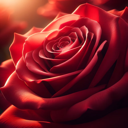 Beautiful red rose close up. Valentines day background. Soft focusの素材