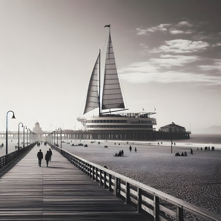 Sailboat on the pier in San Francisco, California, USAの素材