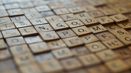 Wooden letters in a row, close-up. Conceptual imageの素材