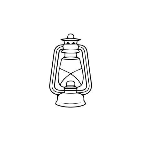 Kerosene lamp doodle icon. Hand-drawn vector illustration.のイラスト素材
