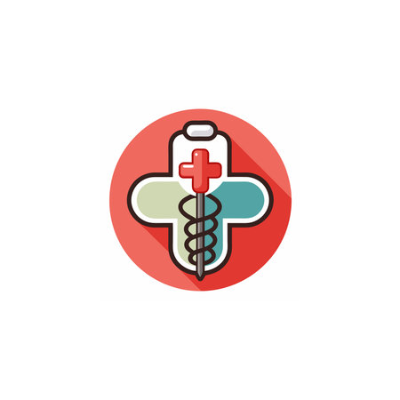 Medical equipment icon in flat color style. First aid kit, vector illustrationのイラスト素材
