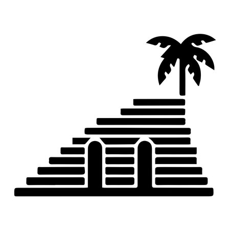 Palm tree and pyramid icon. Simple illustration of palm tree and pyramid vector icon for webのイラスト素材