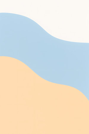 Elegant abstract gradient background features flowing curves in a light peach and blue color palette with creative visual effectの素材
