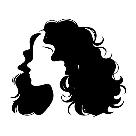 Vector silhouette of a woman with long hair on a white background.のイラスト素材