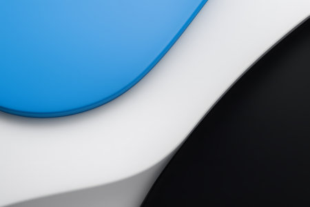 Blue white and black abstract background with curved layers. Great for modern wallpaper or graphic design project needsの素材