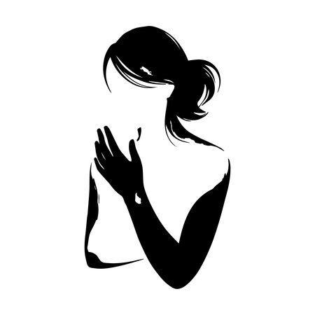 silhouette of a beautiful woman on a white background, vector illustrationのイラスト素材