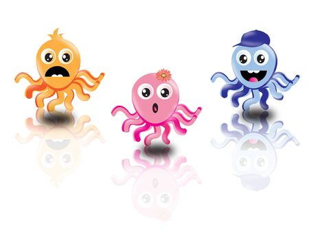 three cool octopusのイラスト素材