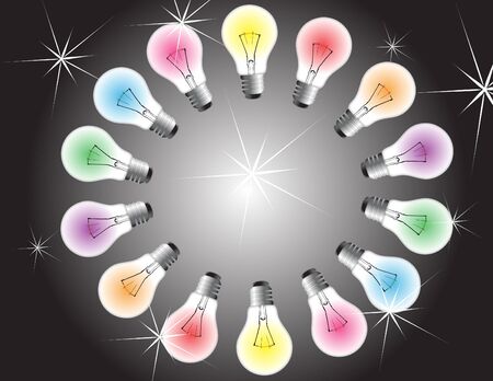 circle of colorful Party Bulbs with flaresのイラスト素材