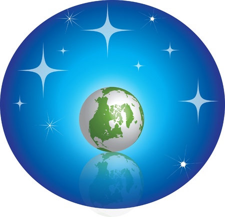 Earth in space with stars and and blue backgroundのイラスト素材