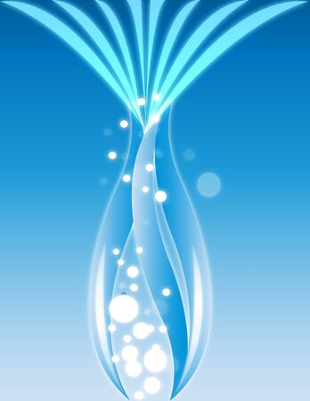 Blue vase with light emerging with light bubbles around and a blue backgroundのイラスト素材