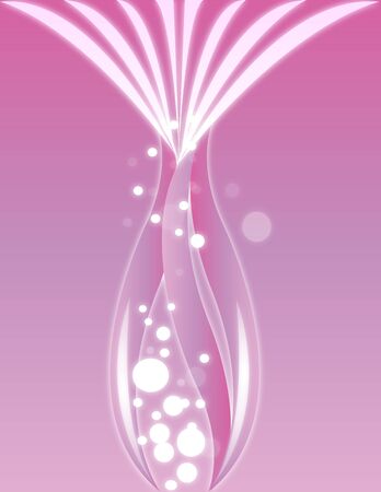 pink vase with light emerging with light bubbles around and a pink backgroundのイラスト素材