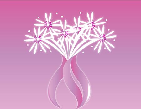 pink vase with flower shaped fireworks emerging with la pink backgroundのイラスト素材