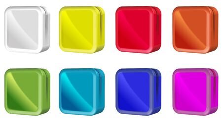 Square box with rounded corner in different color suited to act a button templateのイラスト素材