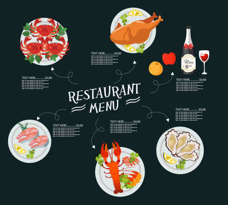 Seafood Restaurant Menu Design Ideasのイラスト素材