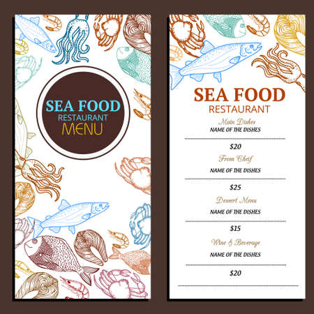 Seafood Restaurant Menu Design Ideasのイラスト素材
