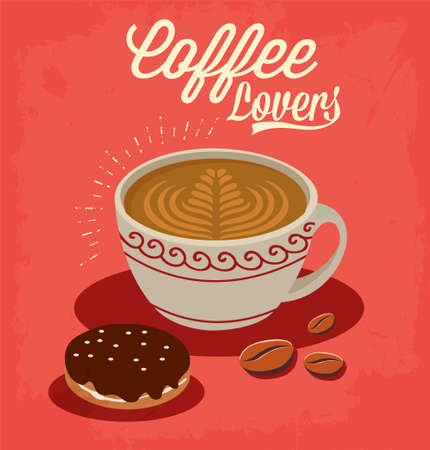 Coffee Cafe Theme Element Vector Illustrationのイラスト素材