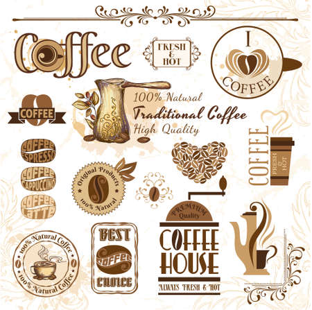 Coffee Cafe Theme Element Vector Illustrationのイラスト素材