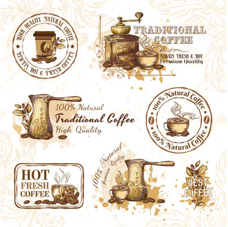 Coffee Cafe Theme Element Vector Illustrationのイラスト素材