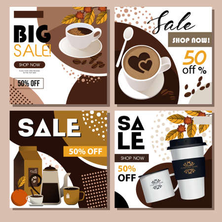Coffee Cafe Theme Element Vector Illustrationのイラスト素材