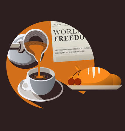 Coffee Cafe Theme Element Vector Illustrationのイラスト素材