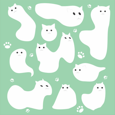 Cats are like liquids. green backgroundのイラスト素材