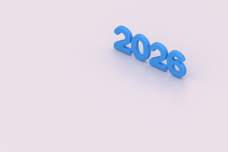 3D number 2026 in bold blue style on a soft pastel background, representing new year, modern design, and a clean minimal concept.の写真素材