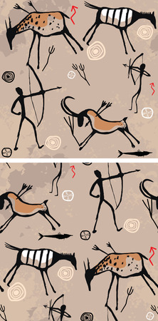 primitive rock painting. Background and seamless Backgroundのイラスト素材