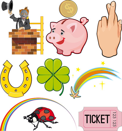 Magical objects and objects of good Luck. Icon setのイラスト素材