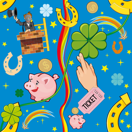 set of items bearing good luckのイラスト素材
