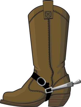 The old cowboy boots with spurs, isolated on white backgroundのイラスト素材