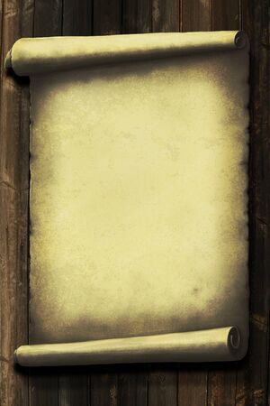 Old grunge paper on the wood wall backgroundの写真素材