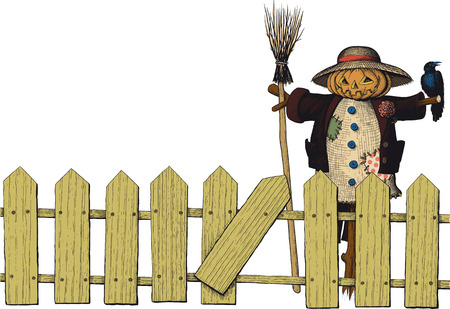fence and a scarecrowのイラスト素材