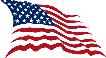 Waving American Stars and Stripes made in two colors isolated on whiteのイラスト素材
