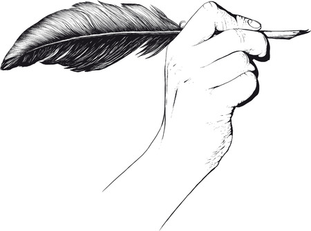 Hand holding quill penのイラスト素材
