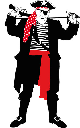 Angry pirate silhouetteのイラスト素材