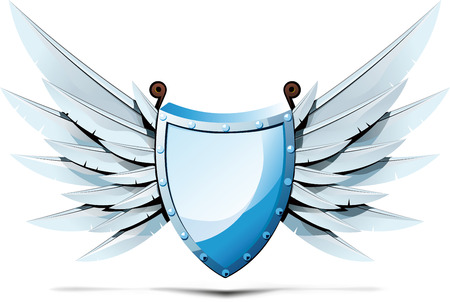 Shield with wings of swordsのイラスト素材