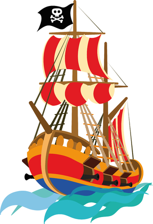 Funny pirate ship to be placed on the child thanのイラスト素材