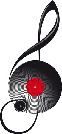 The concept of treble clef in the form of turntable isolated on whiteのイラスト素材
