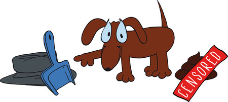 clever dog who went to the toilet, and shows the need for the owner to clean up after herのイラスト素材
