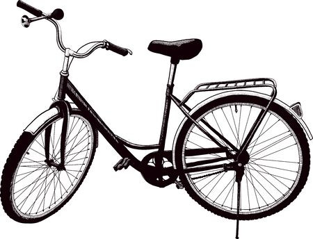 The old ladies bike is parked. drawn Doodleのイラスト素材