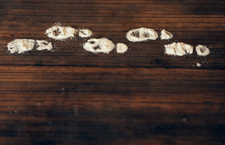 Not the real Santa Claus Footprints on the rough wooden floor. The prints are made from flour