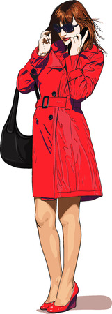 girl speak mobileのイラスト素材