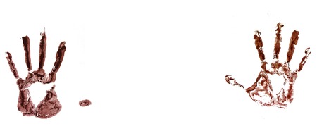 Fingerprints of bloody palmsの写真素材