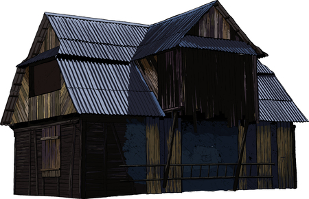 abandoned wooden Houseのイラスト素材