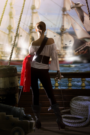 Pirate Girl Attackの写真素材