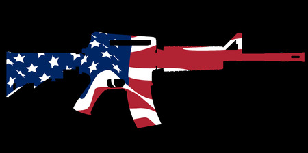 assault rifle and flagの写真素材