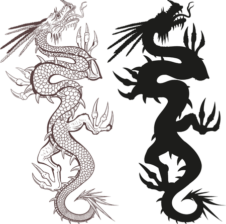Chinese dragon creeping upwardsのイラスト素材
